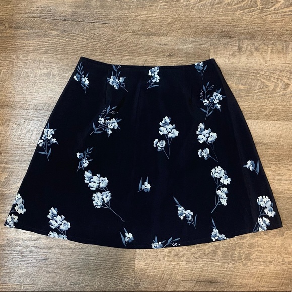 Navy Blue Floral A-line Skirt by Fairweather Petites - Picture 1 of 5